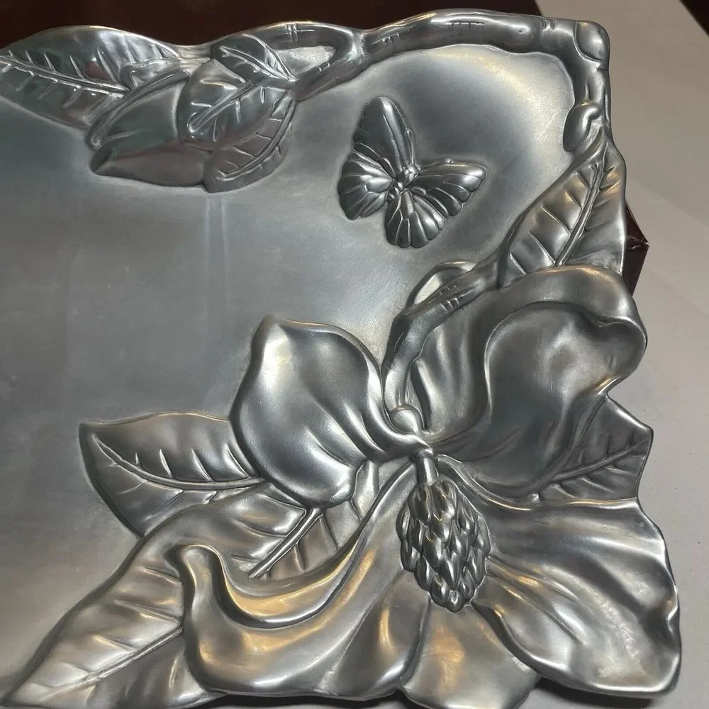 VTG 2000 Arthur‎ Court Tray W/Magnolia, Bird & Butterfly  Silver With Box 11 X6